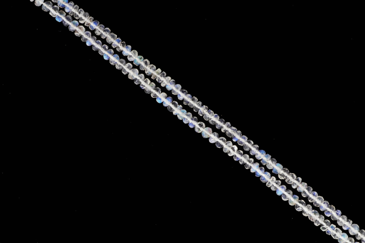 AAA Blue Rainbow Moonstone 4mm Faceted Rondelles