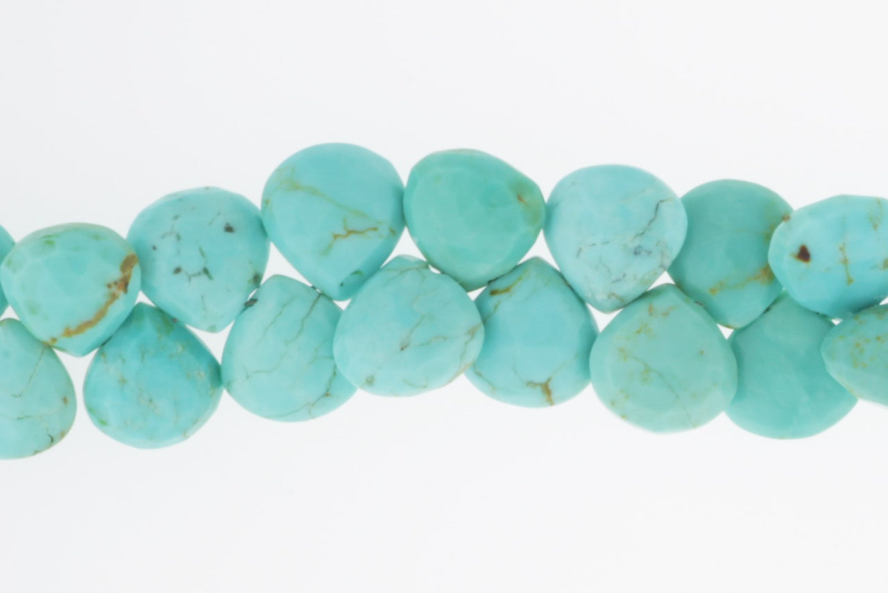 Natural Blue Turquoise 6mm Faceted Heart Shaped Briolettes
