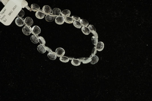 White Topaz 7mm Faceted Heart Shaped Briolettes