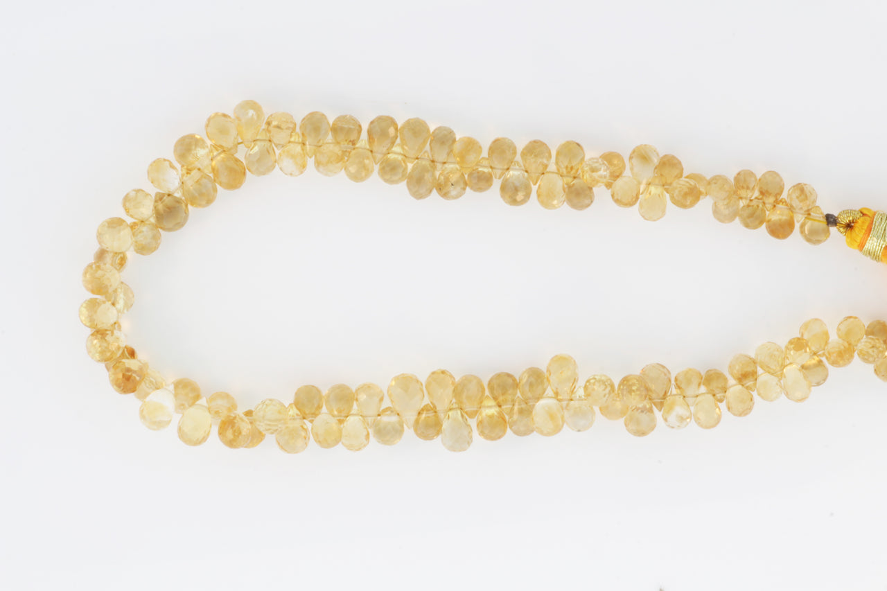 Yellow Citrine 6x4mm Faceted Teardrop Briolettes
