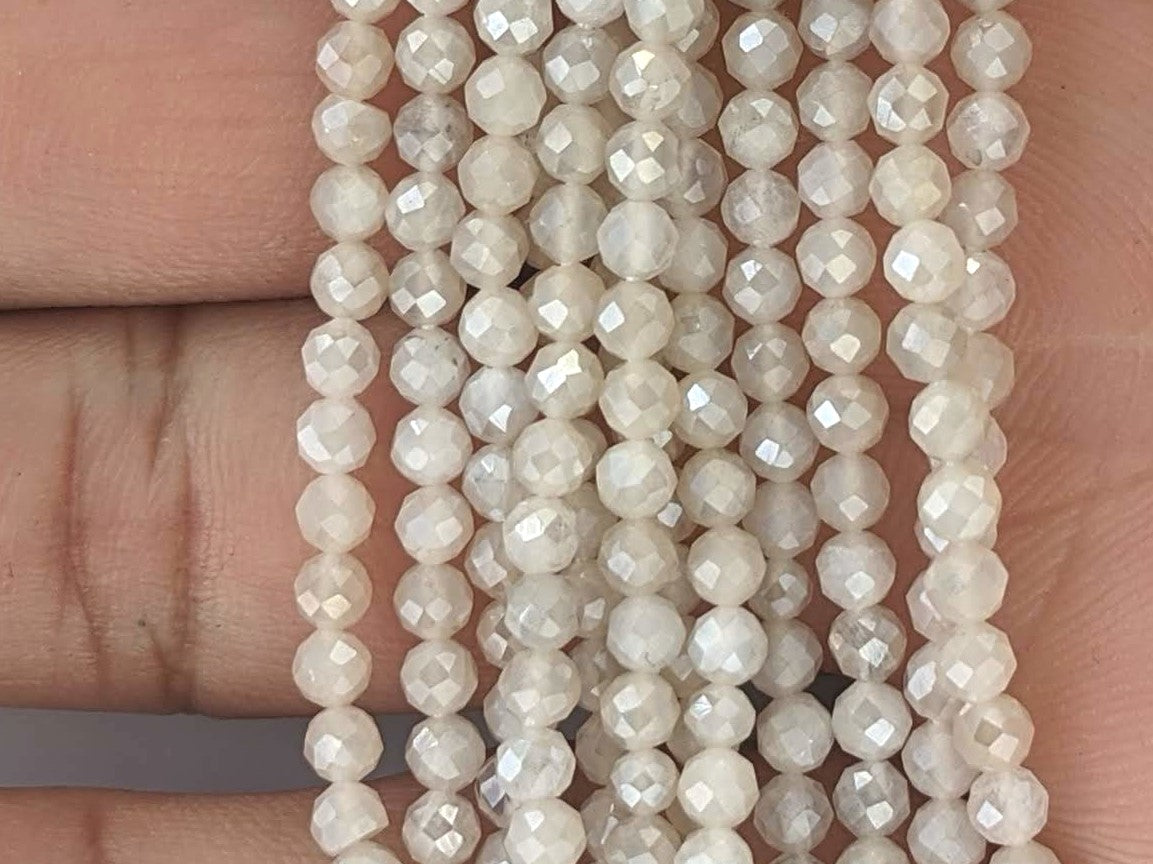 White Silverite 3.5mm Faceted Rounds