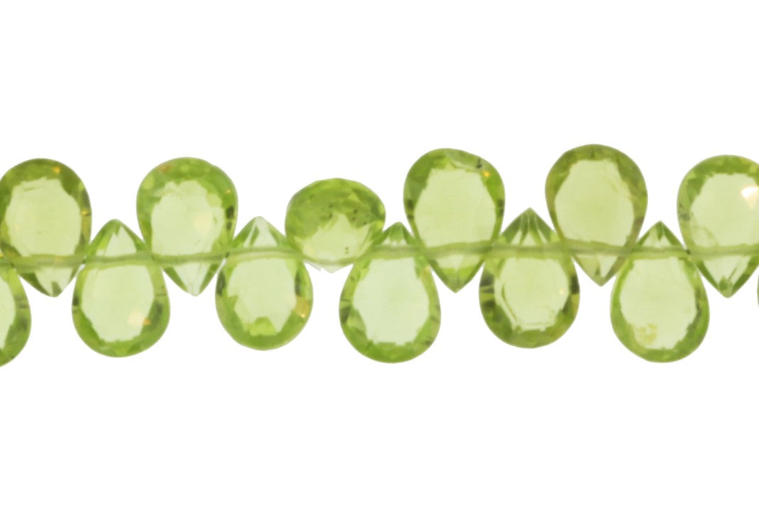 Green Peridot 7x5mm Faceted Pear Shaped Briolettes