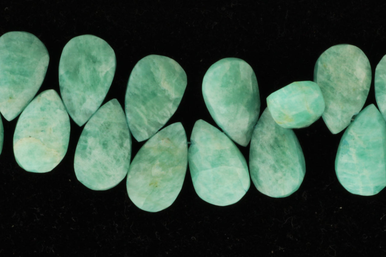 Blue Amazonite 14x9mm Faceted Pear Shaped Briolettes
