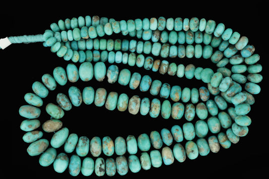 Natural Blue and Black Turquoise 6mm Faceted Rondelles