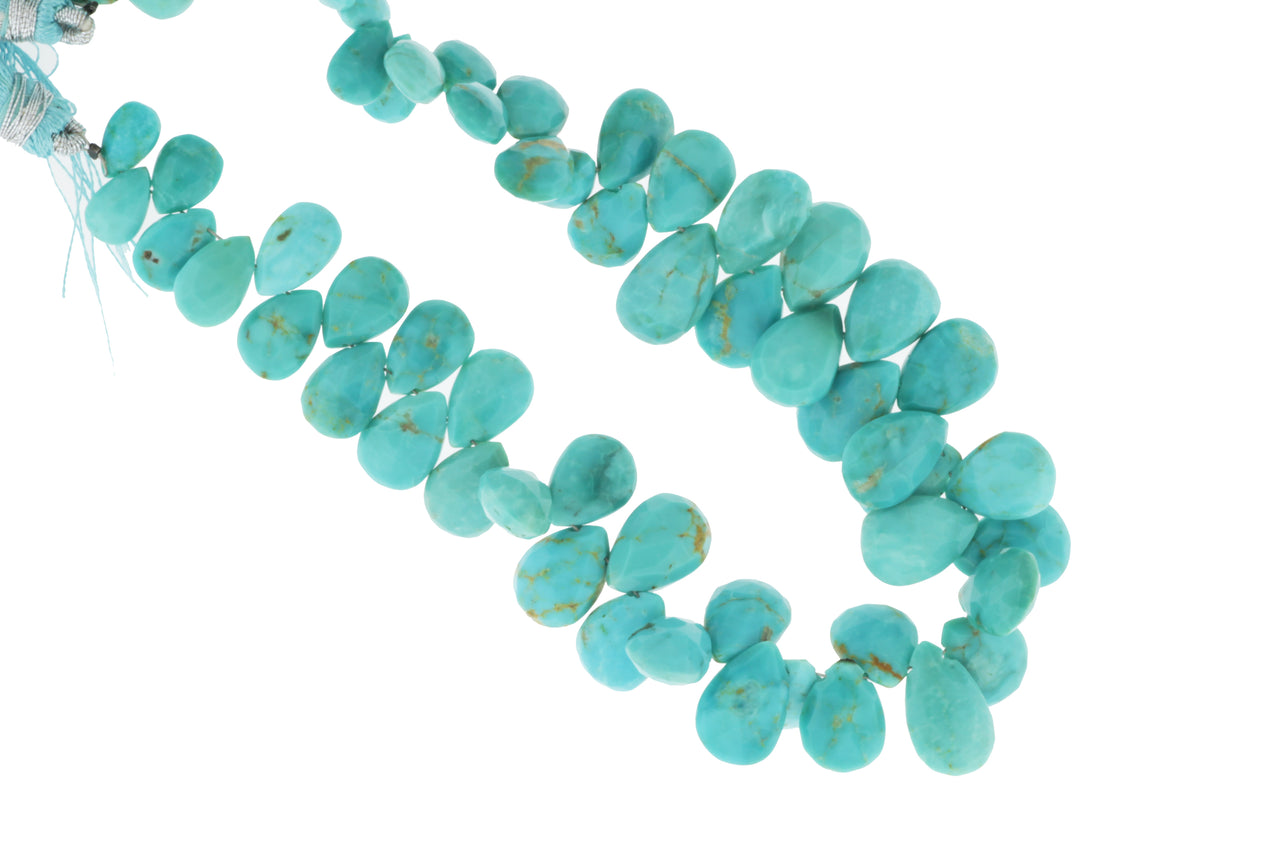 Natural Blue Turquoise 11x7mm Faceted Pear Shaped Briolettes