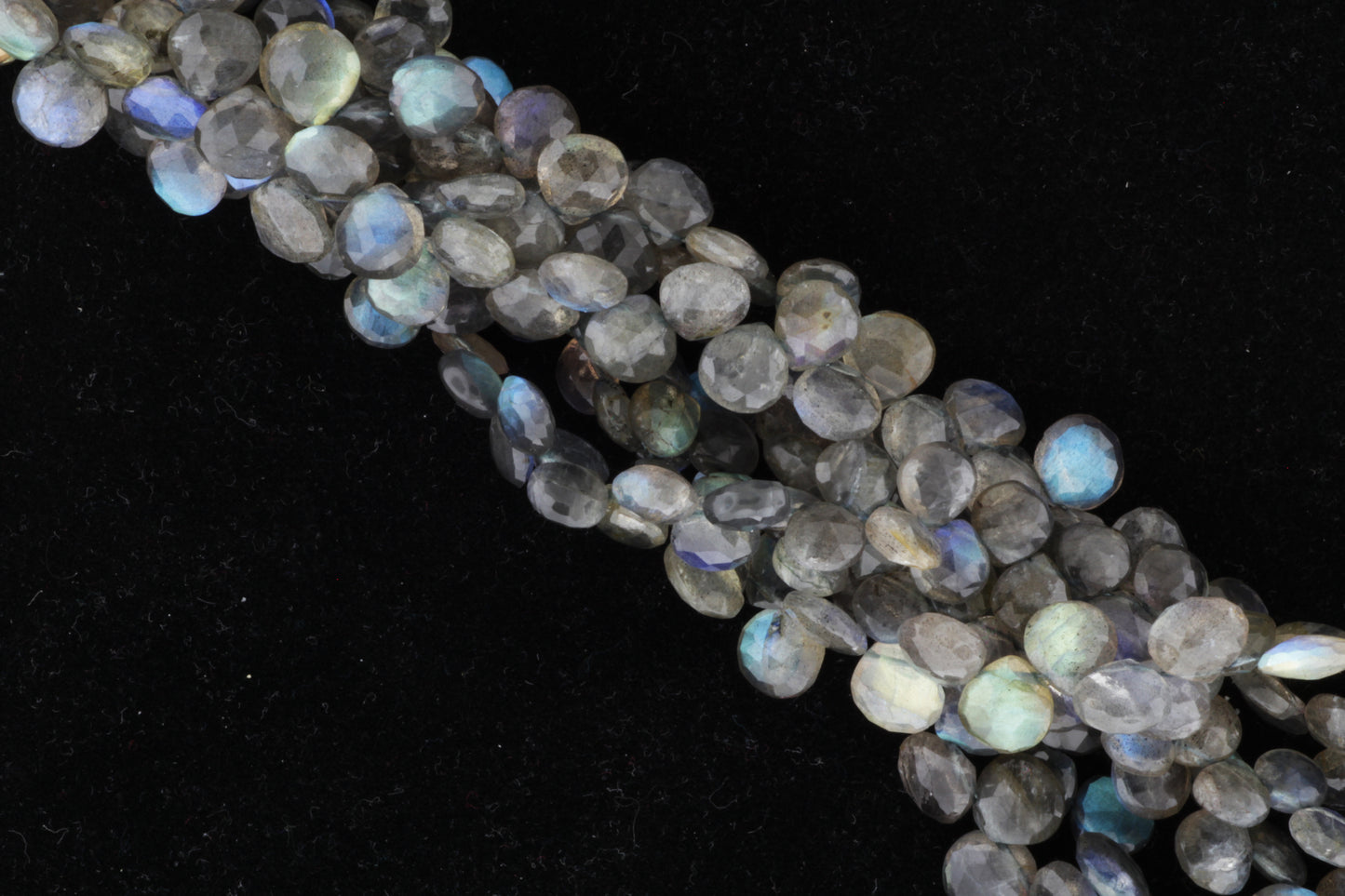 Blue Labradorite 8mm Faceted Heart Shaped Briolettes