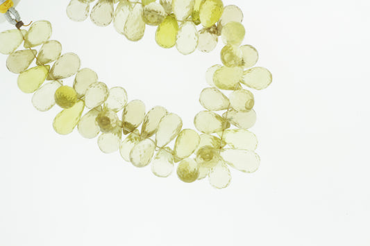 Yellow Lemon Quartz 12x7mm Faceted Teardrop Briolettes