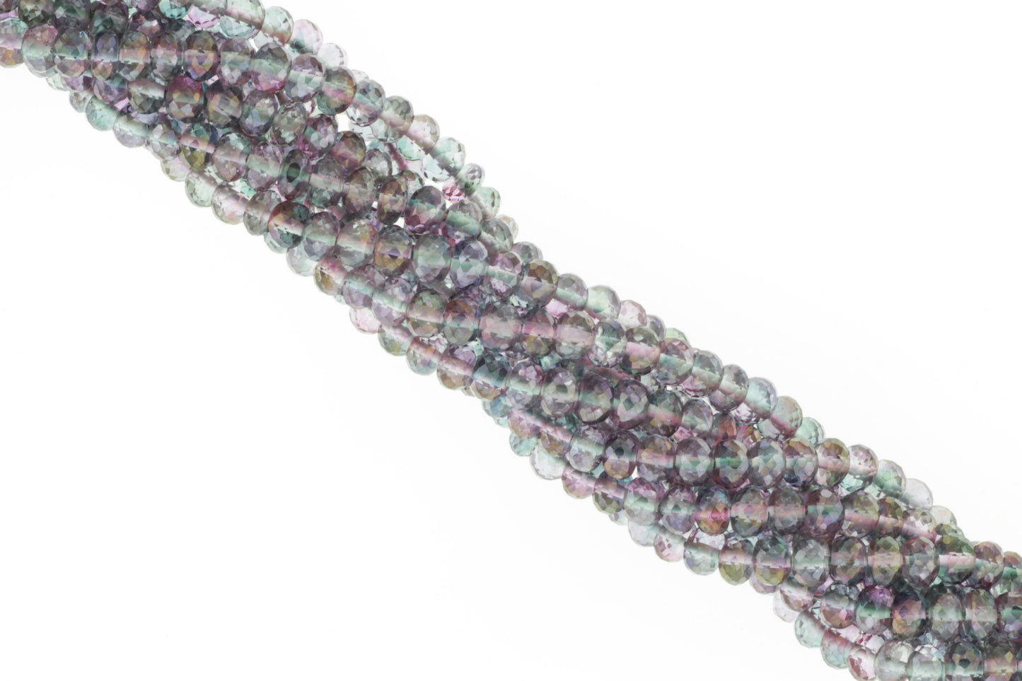 Coated Rainbow Quartz 6mm Faceted Rondelles