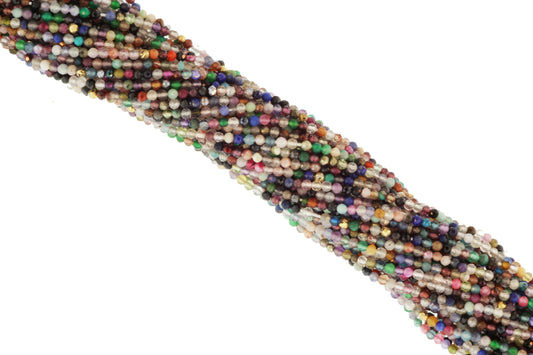 Rainbow Multi Semi Precious 2.5mm Faceted Rounds