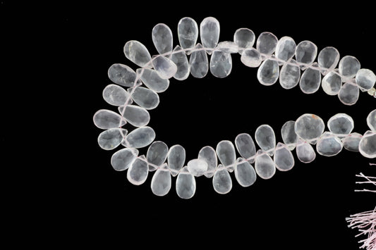 Pink Rose Quartz 10x6mm Faceted Pear Shaped Briolettes