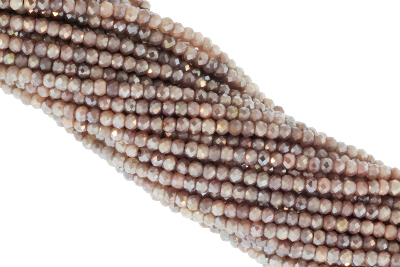 Coated Chocolate Moonstone 3mm Faceted Rondelles