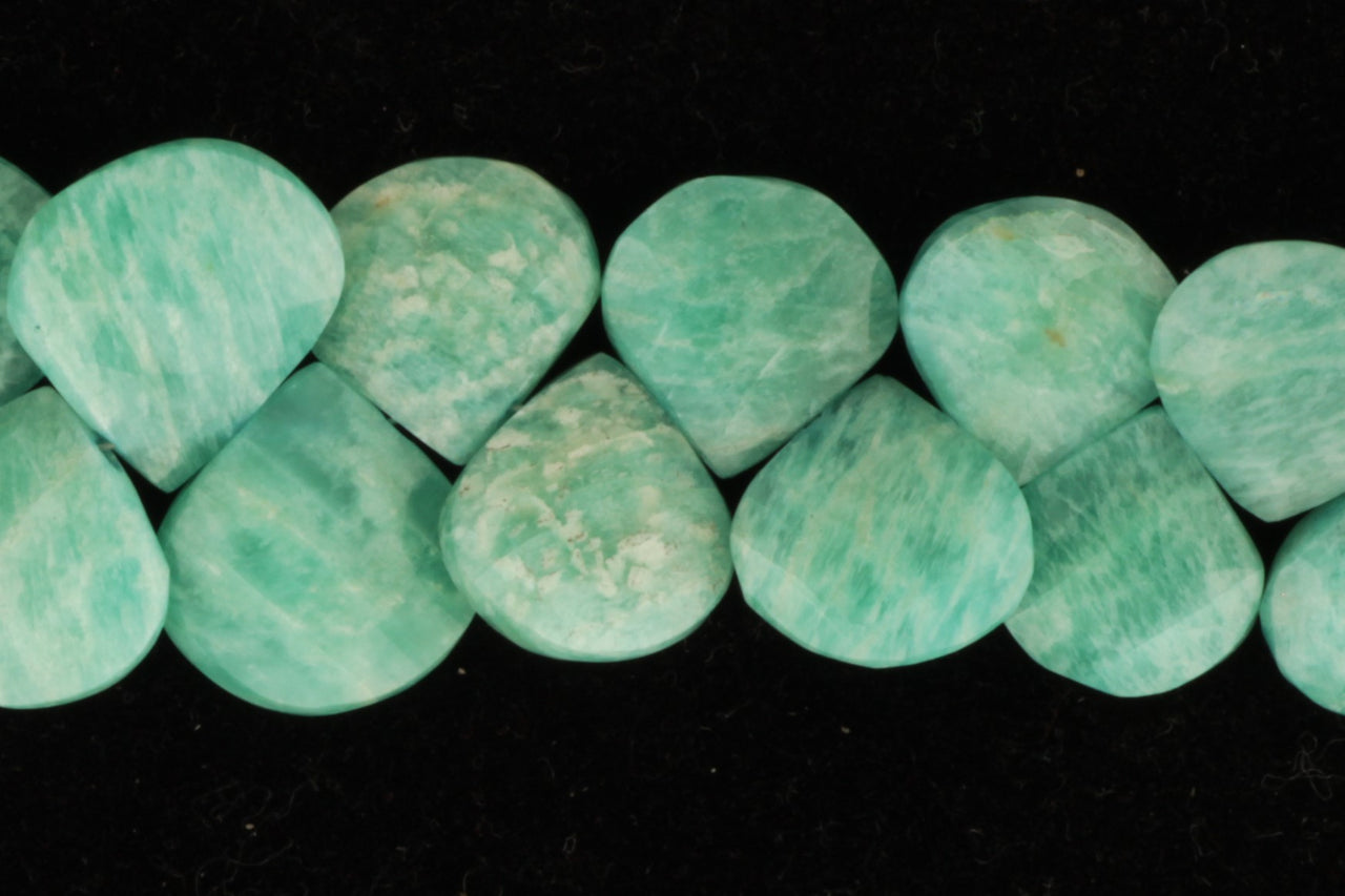 Blue Amazonite 12mm Faceted Heart Shaped Briolettes
