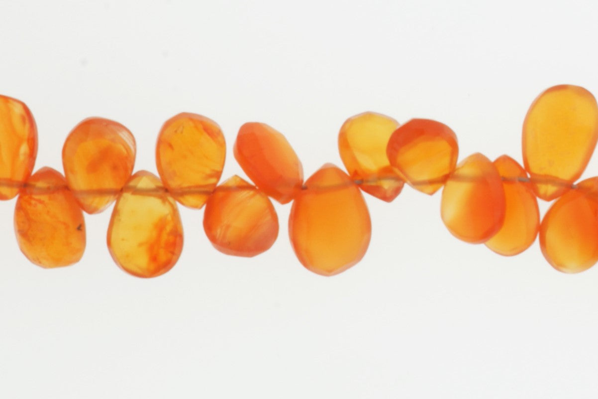 Orange Carnelian 7x5mm Faceted Pear Shaped Briolettes