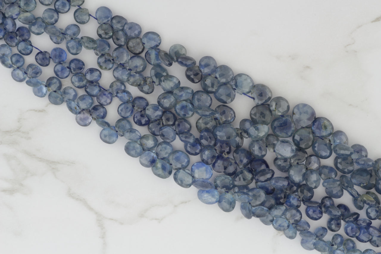Blue Kyanite 5mm Faceted Heart Shaped Briolettes