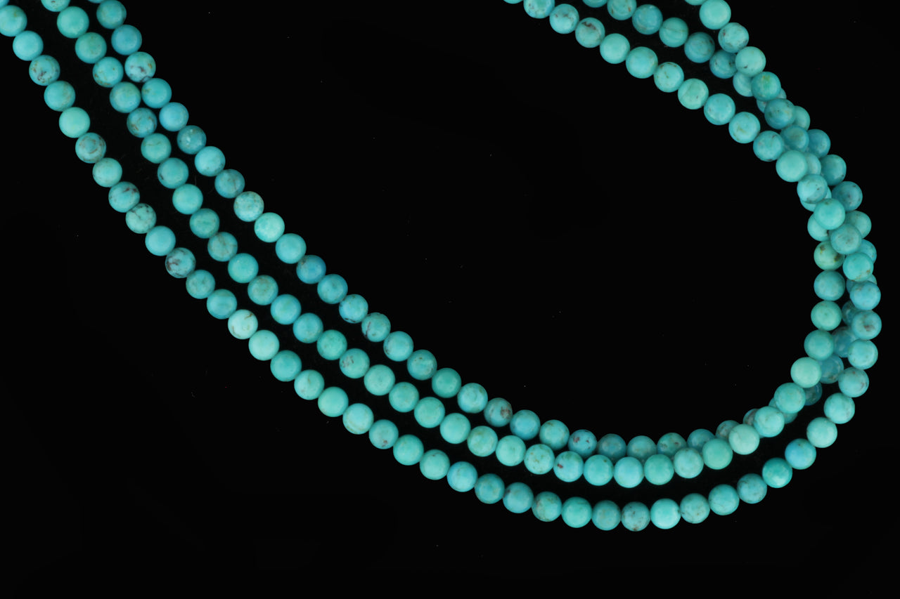 Natural Light Blue Turquoise 4mm Smooth Rounds