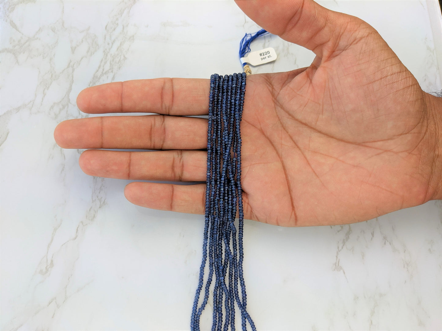 Navy Blue Sapphire 2.5mm Smooth Rondelles