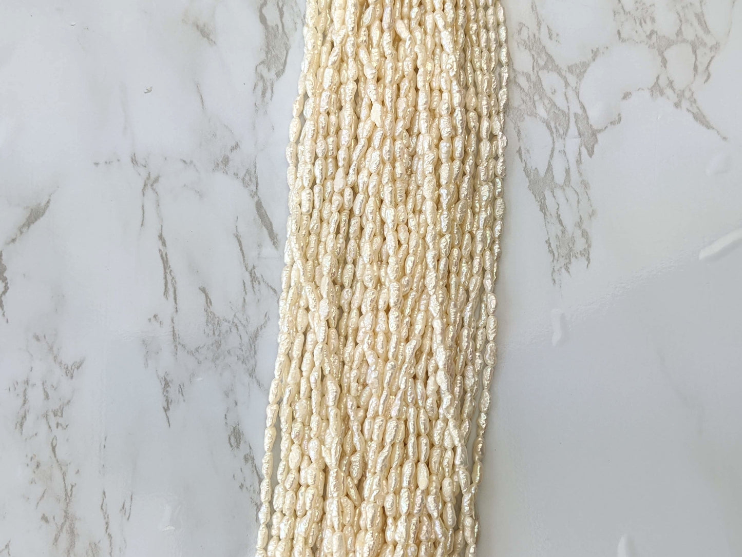 White Freshwater Pearl 3x5mm Biwa Sticks