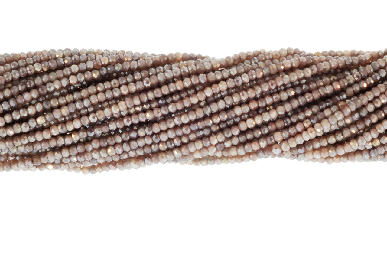 Coated Chocolate Moonstone 3mm Faceted Rondelles