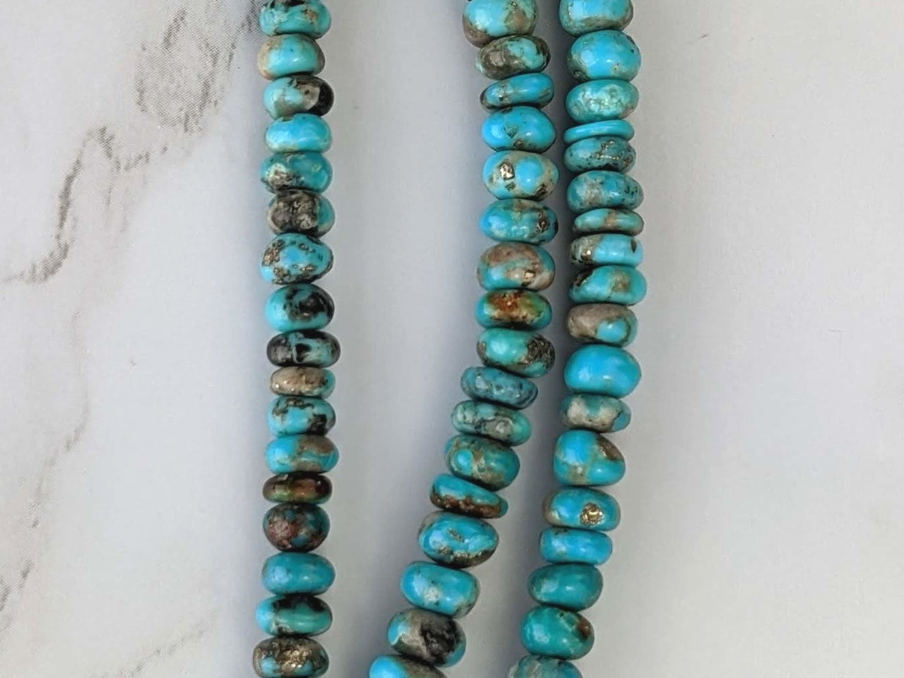 Natural Blue and Black Turquoise 5mm Smooth Rondelles