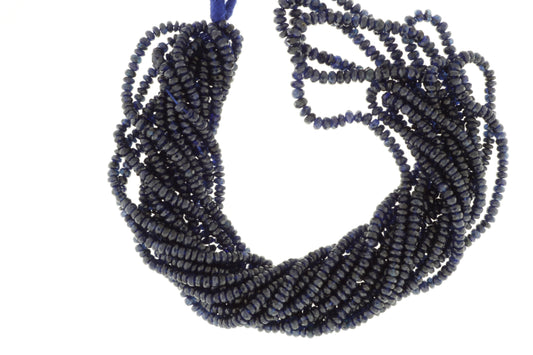 Deep Navy Blue Sapphire 3.5mm Faceted Rondelles
