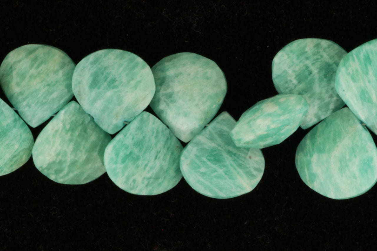 Blue Amazonite 13mm Faceted Heart Shaped Briolettes