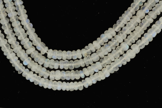 Blue Rainbow Moonstone 6mm Faceted Rondelles