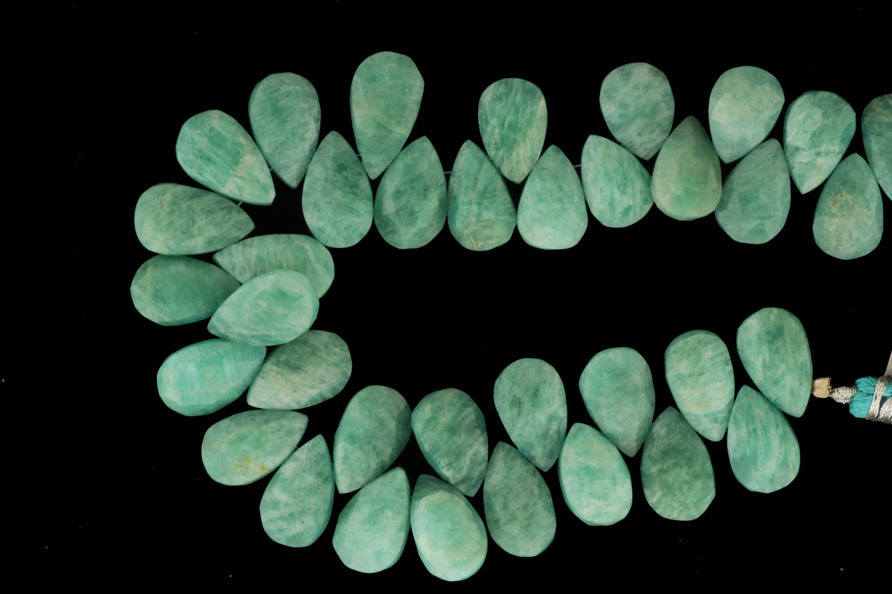 Blue Amazonite 14x9mm Faceted Pear Shaped Briolettes