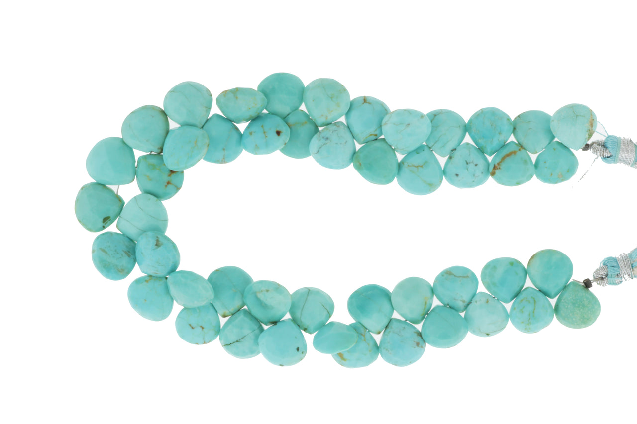 Natural Blue Turquoise 6mm Faceted Heart Shaped Briolettes