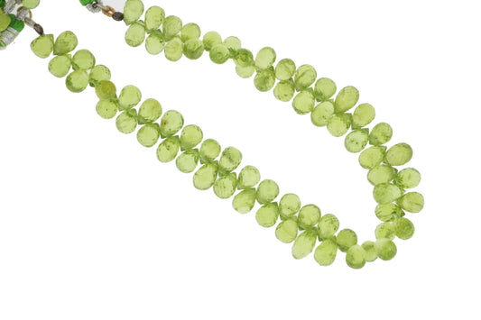 Green Peridot 7x5mm Faceted Teardrop Briolettes