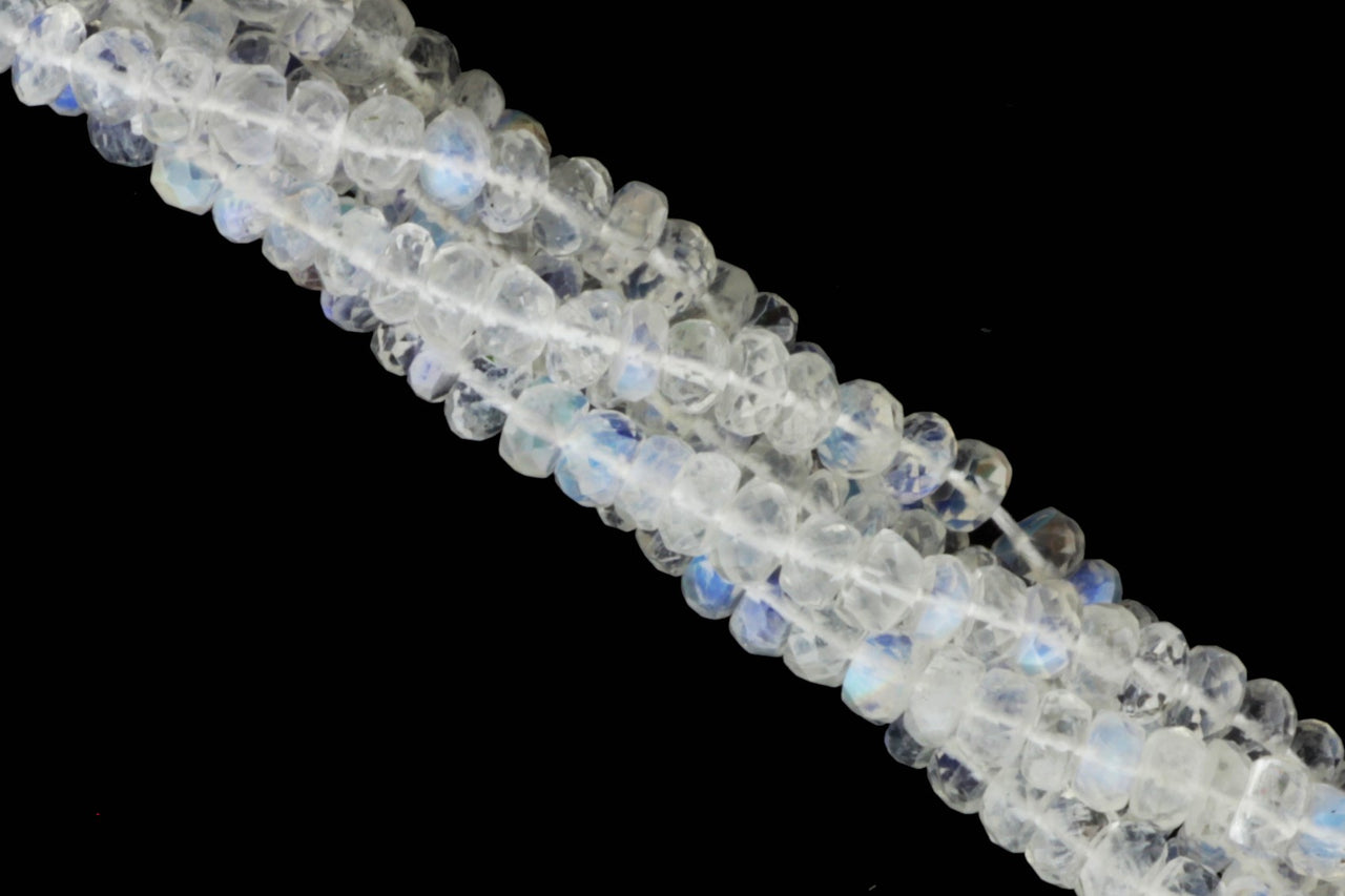 AAA Blue Rainbow Moonstone 4.5mm Faceted Rondelles