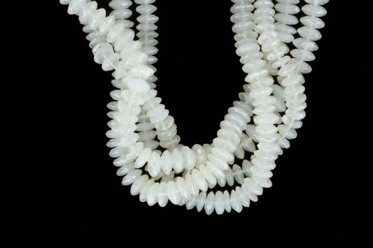 Coated White Moonstone 8mm German Cut Faceted Rondelles