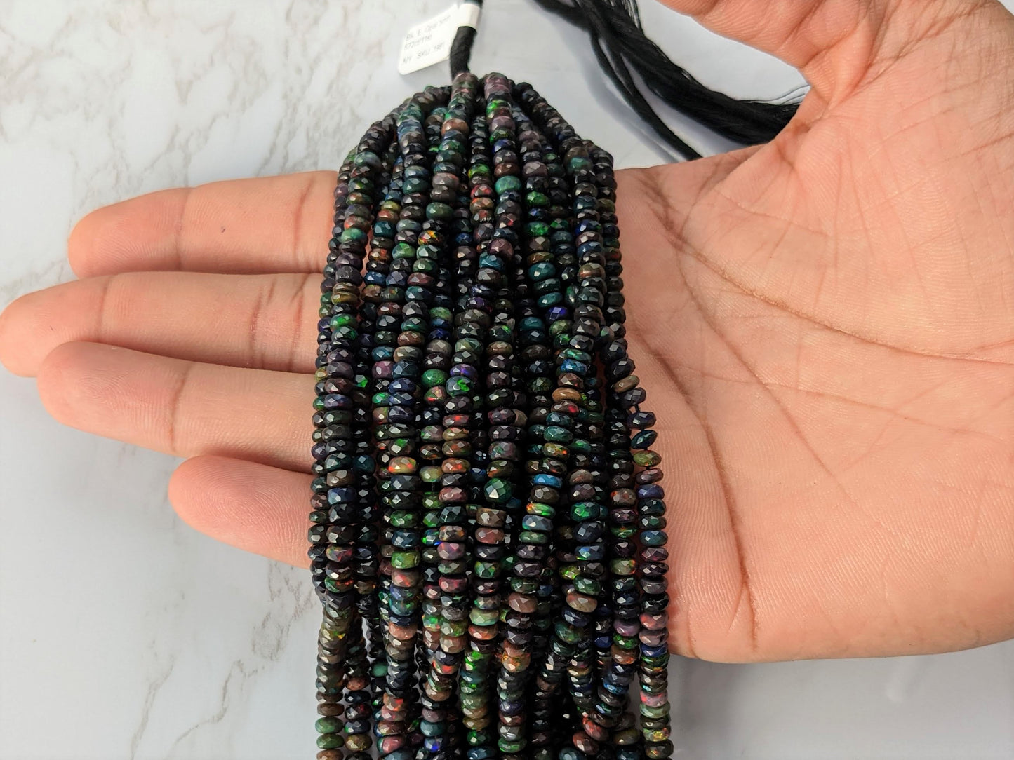 Black Ethiopian Opal 5mm Faceted Rondelles