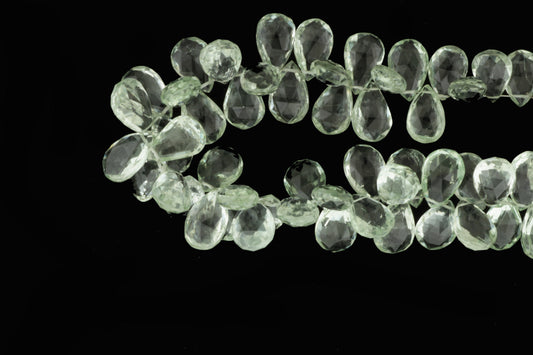 Green Amethyst 14x9mm Faceted Pear Shaped Briolettes