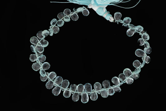 Blue Aquamarine 7x5mm Faceted Pear Shaped Briolettes