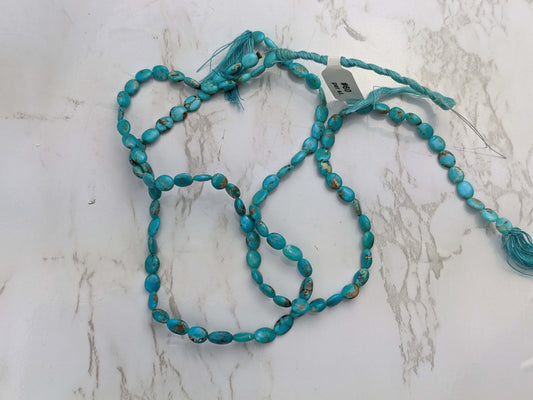Natural Blue and Black Turquoise 6x4mm Smooth Ovals
