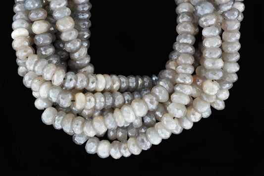 Coated Gray Moonstone 8mm Faceted Rondelles