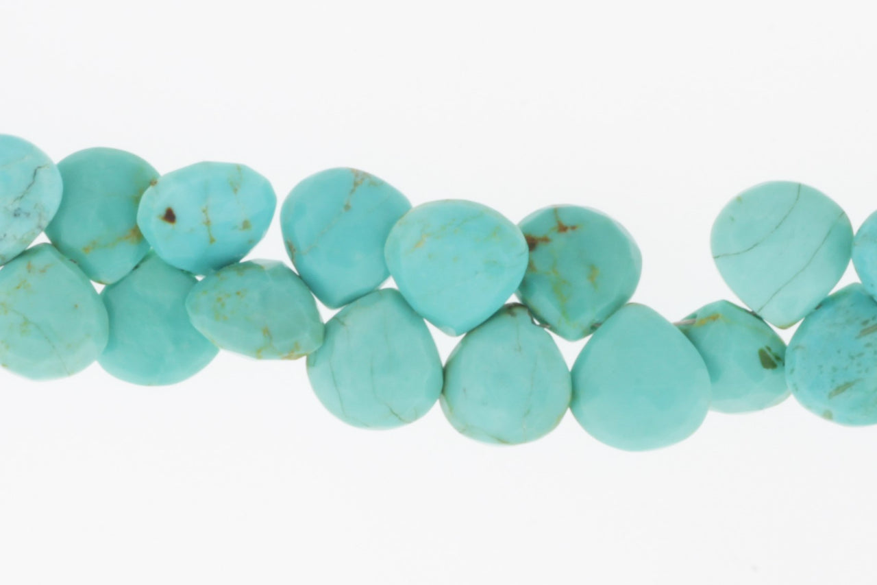 Natural Blue Turquoise 9mm Faceted Heart Shaped Briolettes