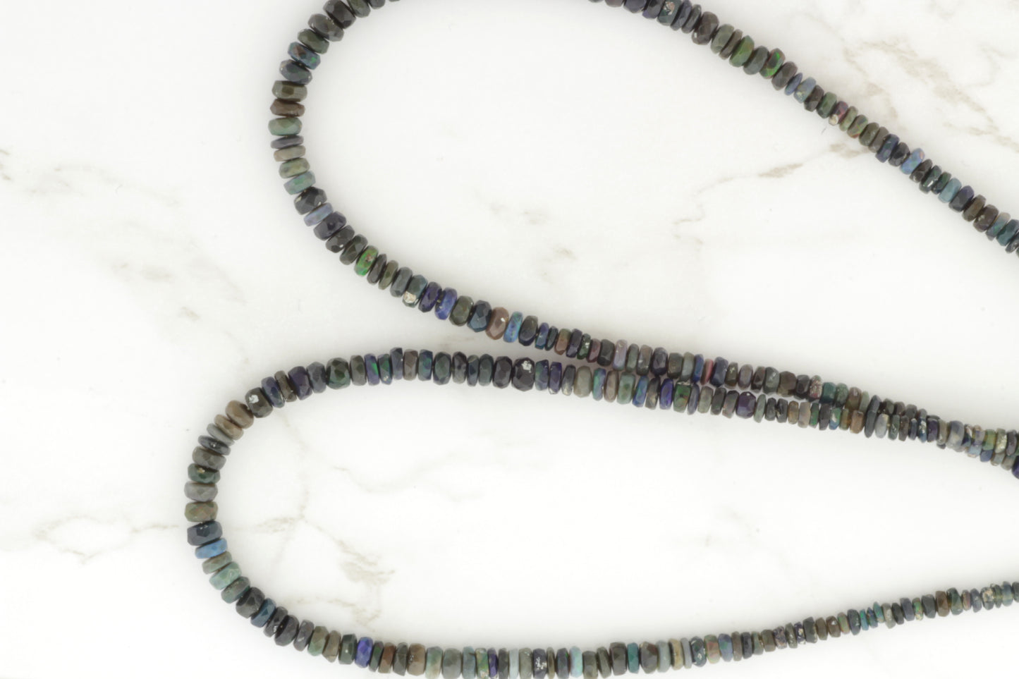 Black Ethiopian Opal 3mm Faceted Rondelles
