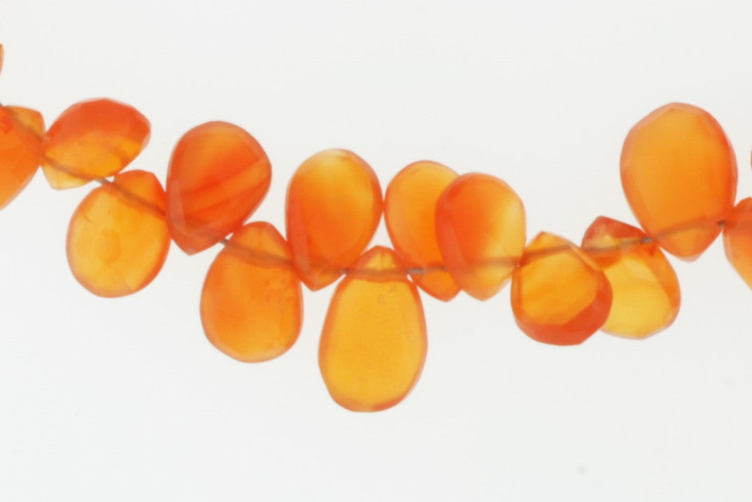Orange Carnelian 8x6mm Faceted Pear Shaped Briolettes