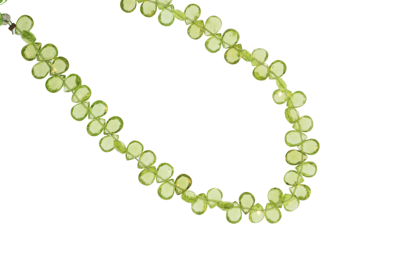 Green Peridot 7x5mm Faceted Pear Shaped Briolettes
