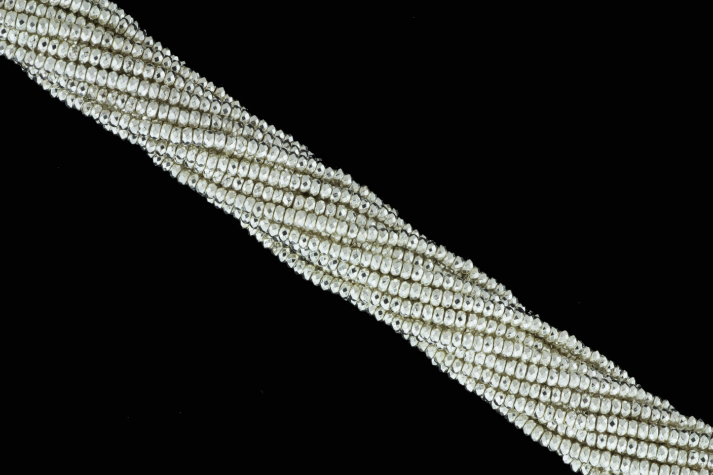 Silver Hematite 3mm Faceted Rondelles