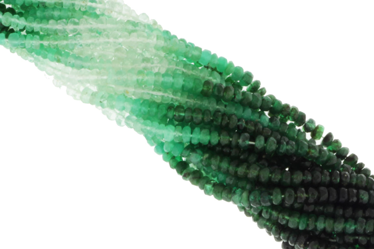 Ombre Green and White Emerald 2.5mm Faceted Rondelles