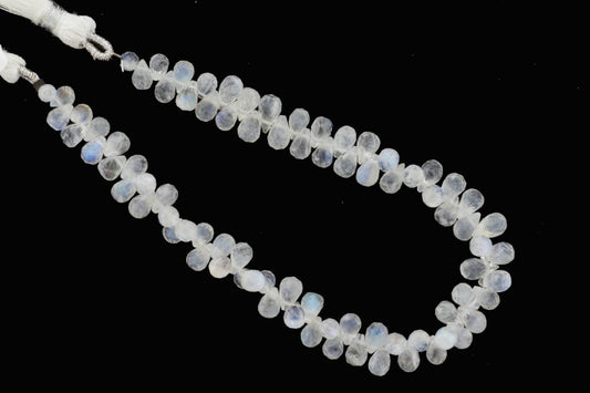 Blue Rainbow Moonstone 7x5mm Faceted Teardrop Briolettes