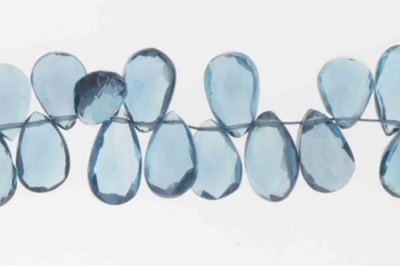 London Blue Topaz 9x6mm Faceted Pear Shaped Briolettes