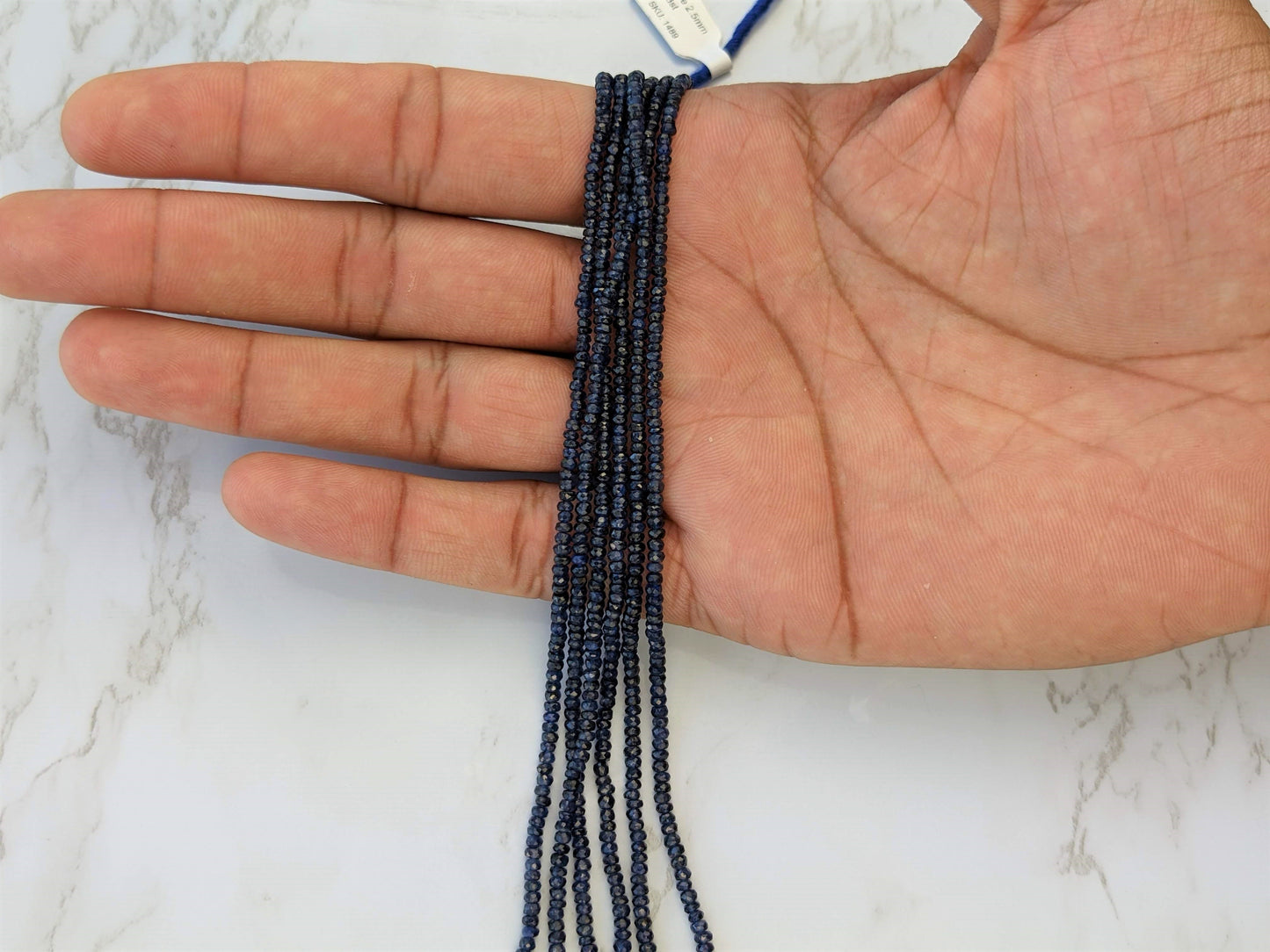 Deep Navy Blue Sapphire 2.5mm Faceted Rondelles