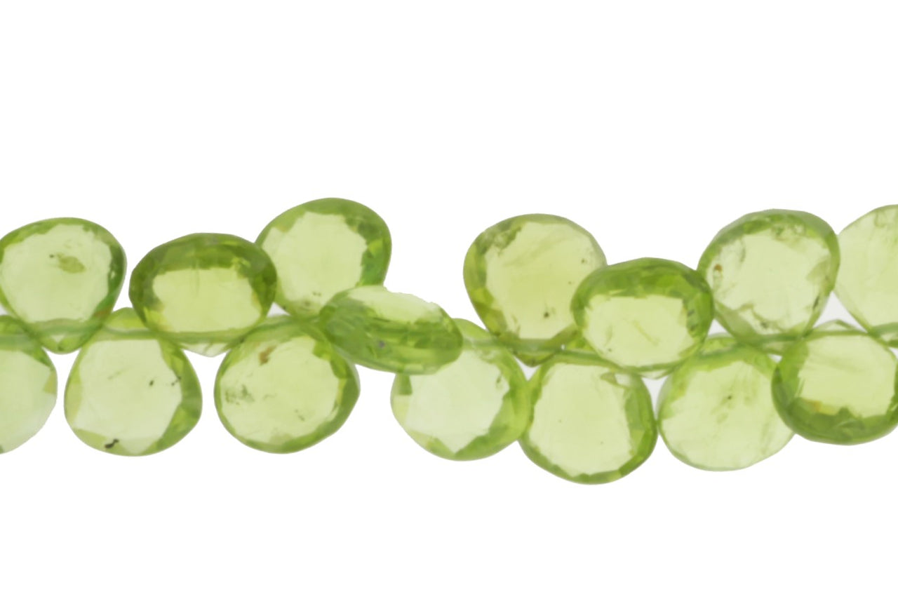 Green Peridot 8mm Faceted Heart Shaped Briolettes