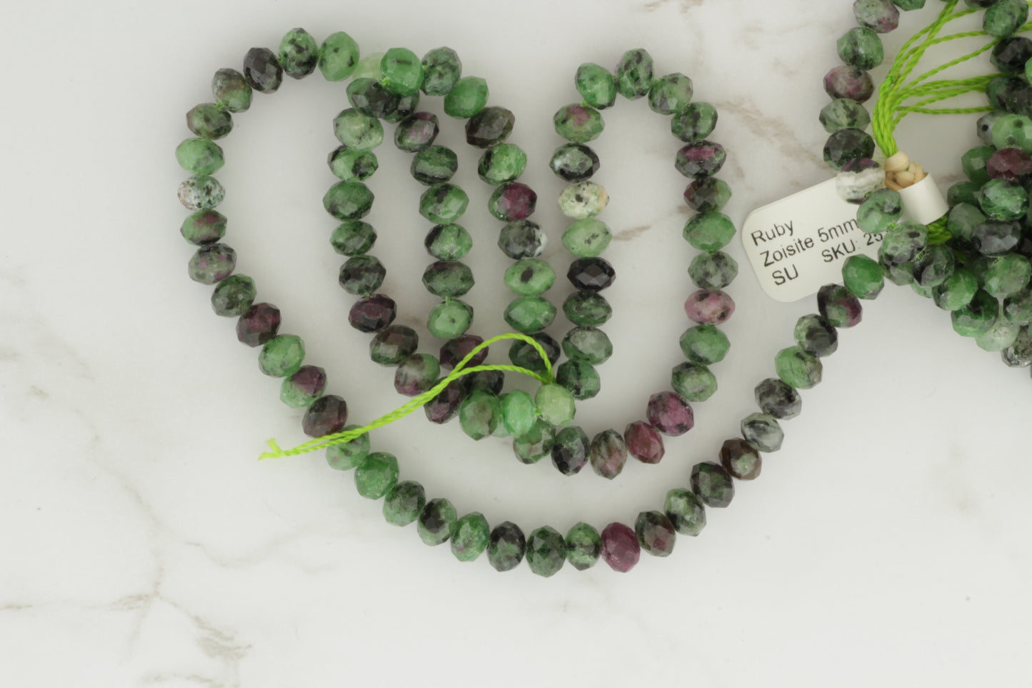 Green and Red Ruby Zoisite 5mm Faceted Rondelles