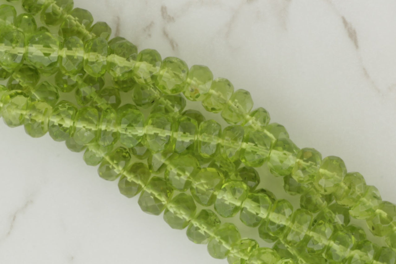 Green Peridot 5.5mm Faceted Rondelles