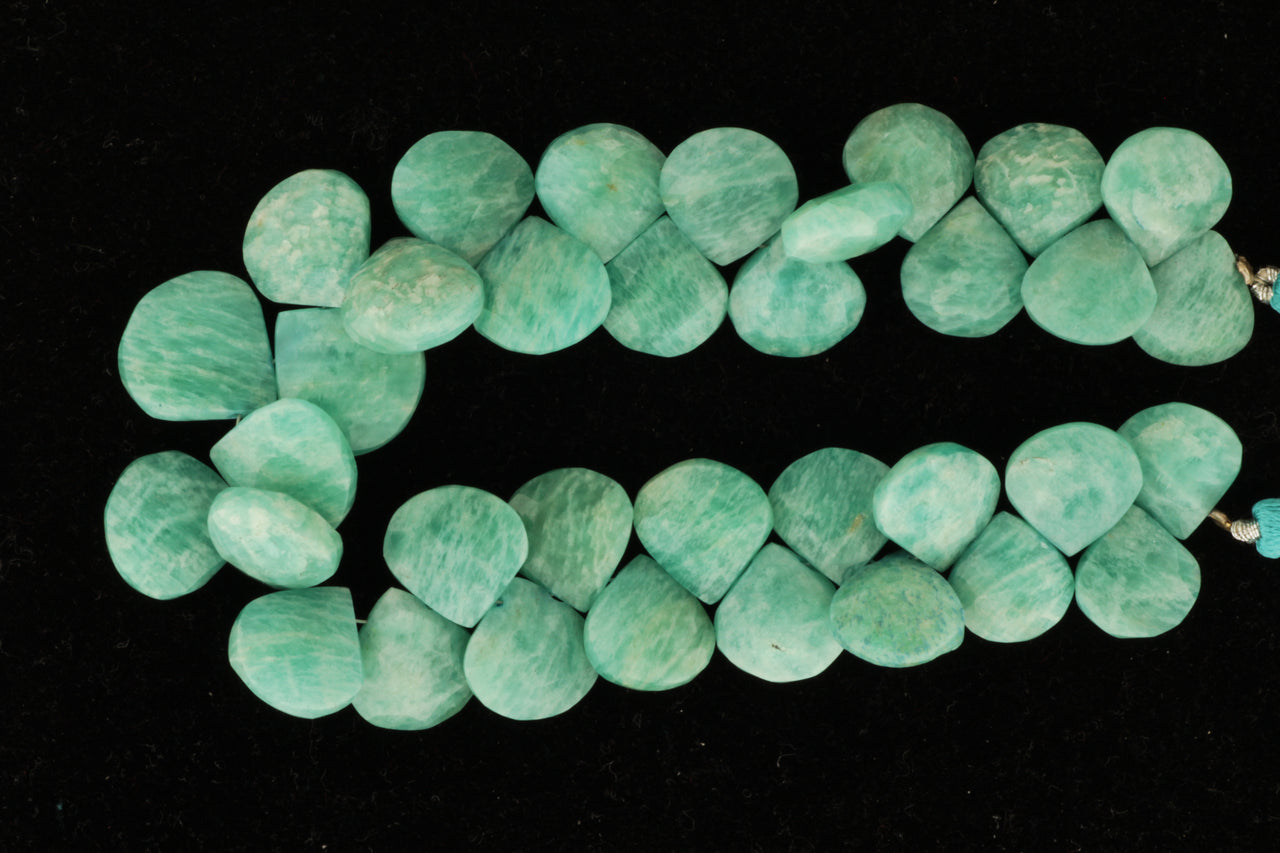 Blue Amazonite 13mm Faceted Heart Shaped Briolettes