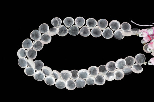 Pink Rose Quartz 9mm Faceted Heart Shaped Briolettes